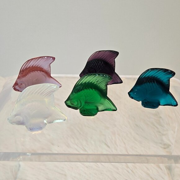 LALIQUE Crystal Emerald Luster Fish Sculpture - Picture 8 of 8